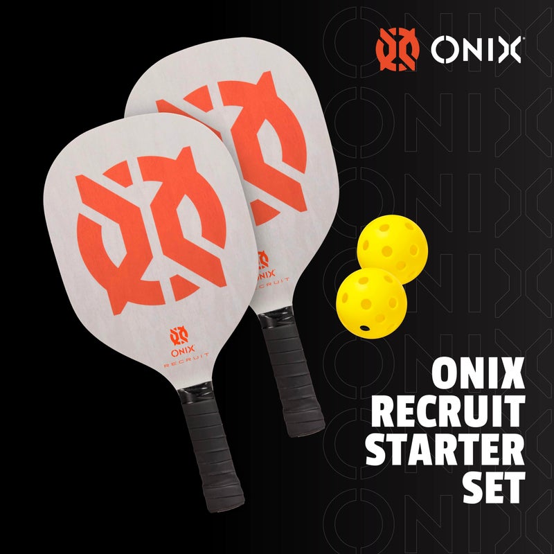 Onix Recruit by ONIX Pickleball Starter Set - Includes Two Poplar Wood Paddles and Two Yellow Balls - Image 2